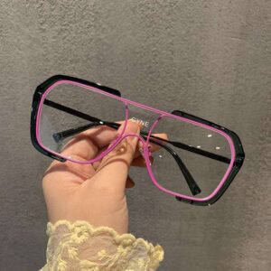Trendy Oversized Black and Pink Square Fashion Glasses Frame