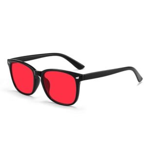 Red Tinted Cyberpunk Aesthetic Square Festival Sunglasses