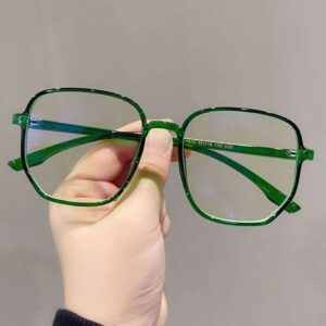 Classic Bottle Green Transparent Square Accent Glasses Frame