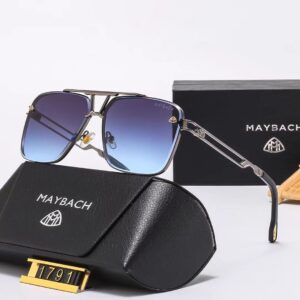 Luxury Silver Double Bridge Aviator Sunglasses with Ocean Blue Gradient Lenses