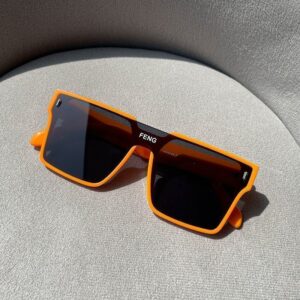 Retro Two-Tone Orange and Black Thick Frame Square Sunglasses