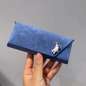 Premium Suede Blue Magnetic Eyewear Protection Pouch
