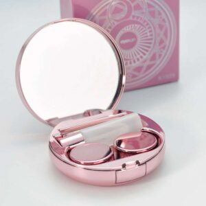 Elegant Rose Gold Round Mirror Contact Lens Case Box
