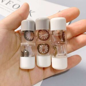 Triple-Pack Cylindrical Portable Mini Contact Lens Travel Bottles